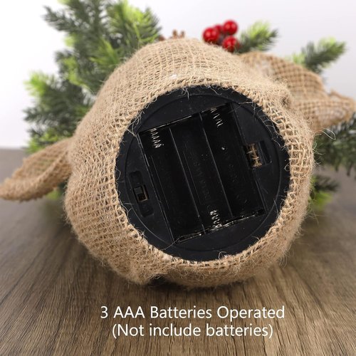 Juegoal 24-Inch Pre-Lit Christmas Pine Tree - Warm White Fairy Lights | Tabletop Decor with Burlap Base