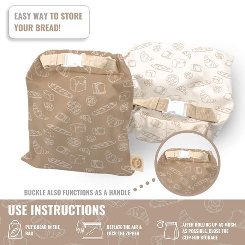 Cozy Bread® Reusable Bread Bag Set for Home Bakers | USA Brand | Charming Designs (Bread)