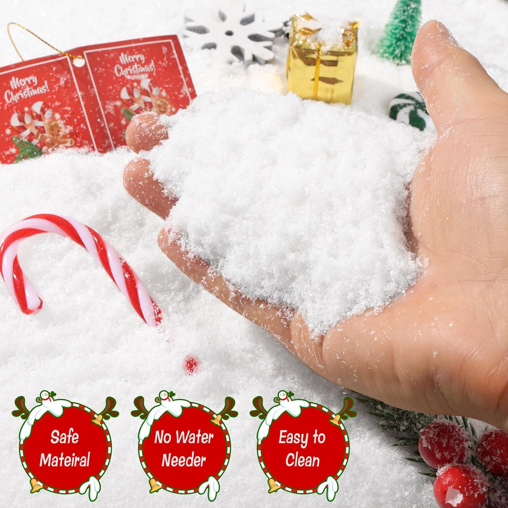 Christmas Fake Snow Decoration - 18oz Realistic Artificial Snow for Holiday Crafts & Displays