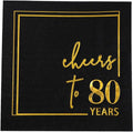 Cheers to Years Cocktail Napkins | 50-Pack 3-Ply Disposable Birthday & Anniversary Napkins - Black & Gold 5x5 Inches