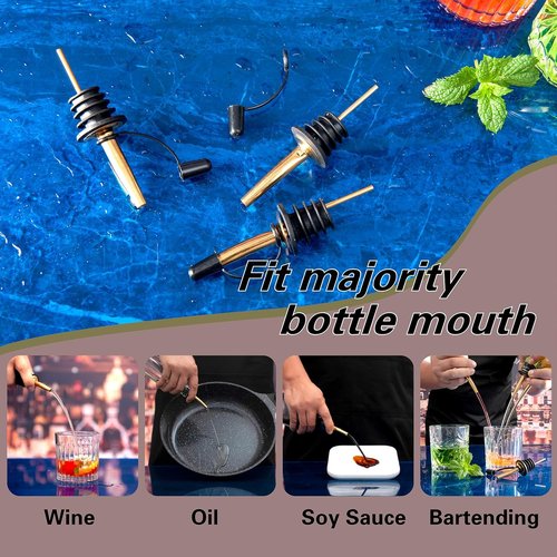 20 Pack Liquor Pourers Spouts for Liquor Bottles Gold Bar Pour Spouts Liquor Pourers with Dust Caps Bottle Pourers for Alcohol, Speed Pourers for Liquor Bottles with Stand(Gold)
