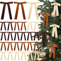 Skiennix Velvet Bows - 24 Pcs Christmas Tree Ornaments | Coquette Wedding Decor in Brown & Beige (5 x 7 Inch)