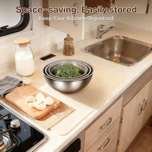 Gronivex 3-Piece Stainless Steel Mixing Bowls Set with Laser-Etched Measurement Marks, 2.4, 3.2 & 4.9 Qt, Food Grade 304, Dishwasher Safe & Stackable for Baking, Salad Tossing, Meal Prep