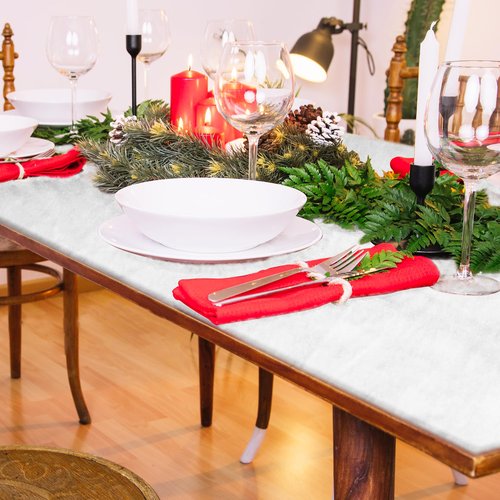QZYL 2 PCS Snow Blankets, 3×8 FT Thick Xmas Artificial Fake Snow Blanket for Christmas Village Display, Christmas Decorations, Fluffy Christmas Blanket for Winter Wonderland Decorations Table Runner