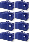 Skiennix Extra Heavy Duty Large Moving Bags - Strong Zipper & Handles | 33 Gallon, Dark Blue, 8 Pack