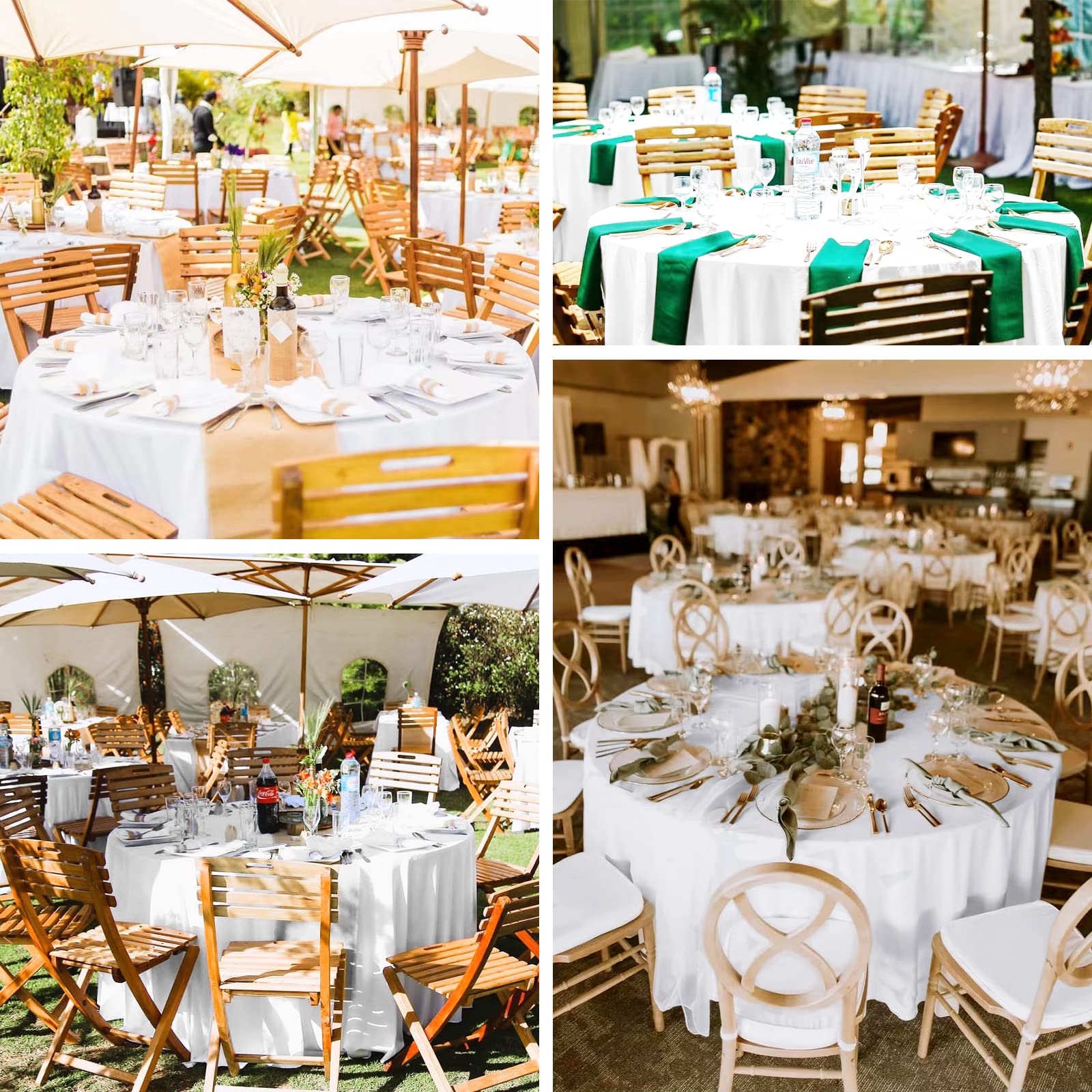 Pesonlook 12 Pack Round Tablecloth White Polyester Table Cloths 90 Inch Washable Fabric Round Table Cover White Tablecloth for Wedding/Party/Banquet