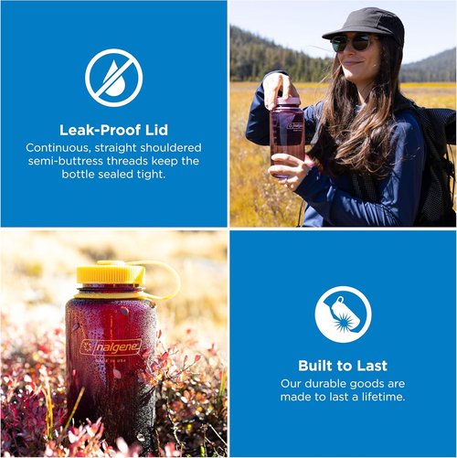 Nalgene 32 oz Wide Mouth Water Bottle - BPA-Free, Durable & Leak-Proof for Hiking, Gym & Travel