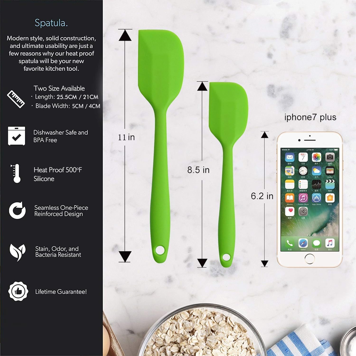 Skiennix Silicone Spatulas - 11-Inch Heat Resistant Non-Stick Baking Tool Set | 4-Piece Flexible Scrapers