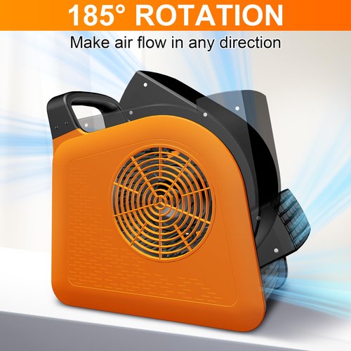 Puligoth Portable Blower Fan for Home: High Velocity Floor Fans for Cooling and Drying - Air Mover with 185° Rotating for Bedroom, Garage, Shop and Gym, 3 Speeds Utility Fan with 2 AC Outlets, Orange