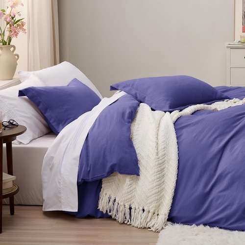 Bedsure King Size Duvet Cover Set - 3 Pieces Extra Soft Prewashed Cotton-Like Polyester in Skipper Blue | Includes 1 Zippered Duvet Cover 104x90 Inches & 2 Pillow Shams