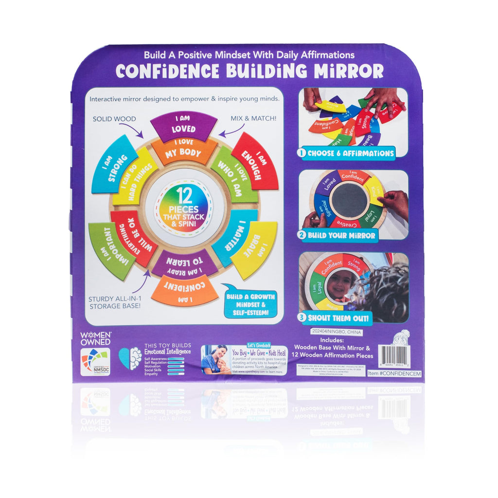 Open The Joy Confidence Building Mirror – Positive Affirmation Toy for Kids | Mix & Match 12 Uplifting Statements | Emotional Development & Self-Esteem Tool | Ages 3 and Up