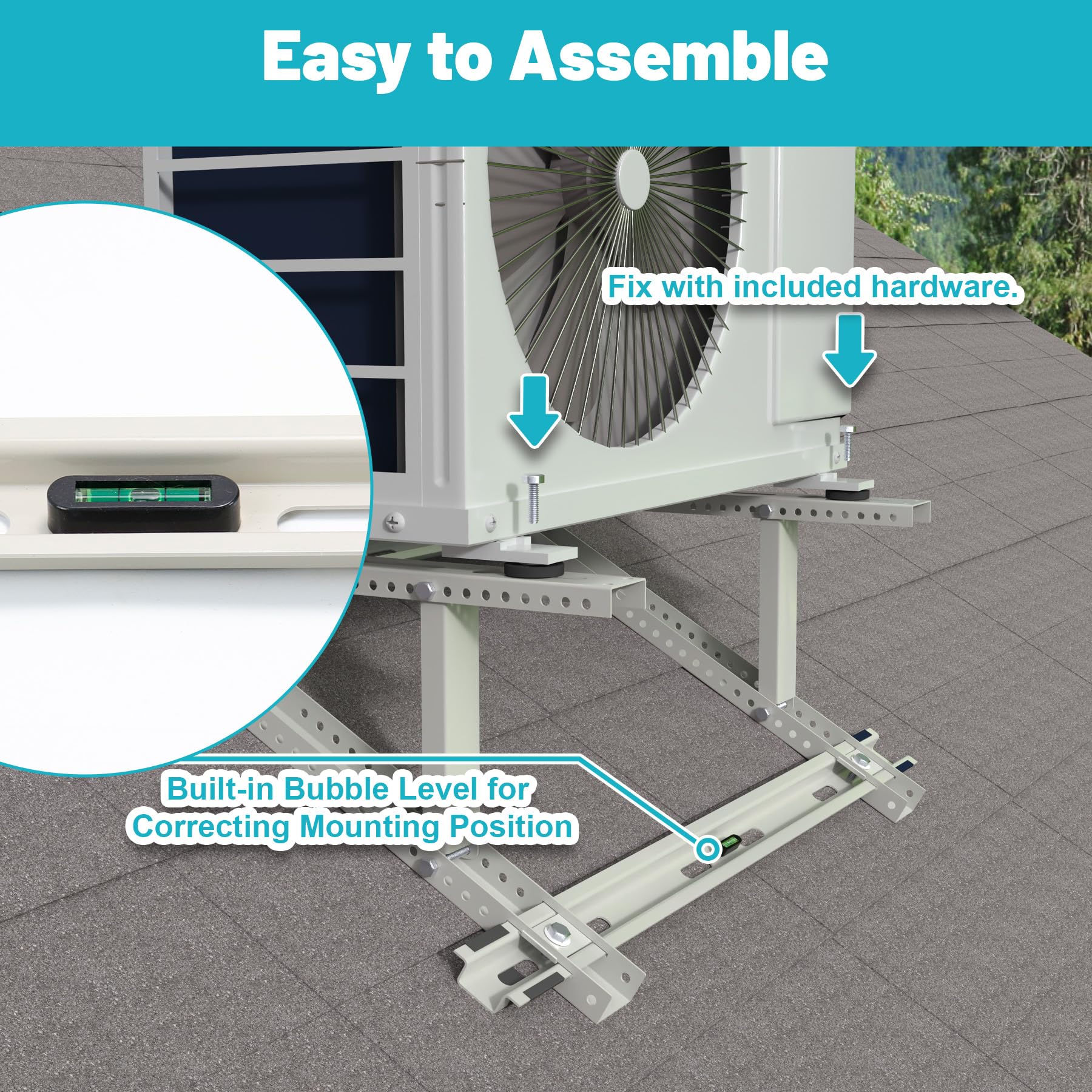 Chiligent Rooftop Mini Split Mount Bracket 9,000 to 24,000 BTU, Heavy Duty Adjustable Roof Support Bracket for Ductless Mini Split Air Conditioner, Condenser, Heat Pump, Support up to 330 Lbs
