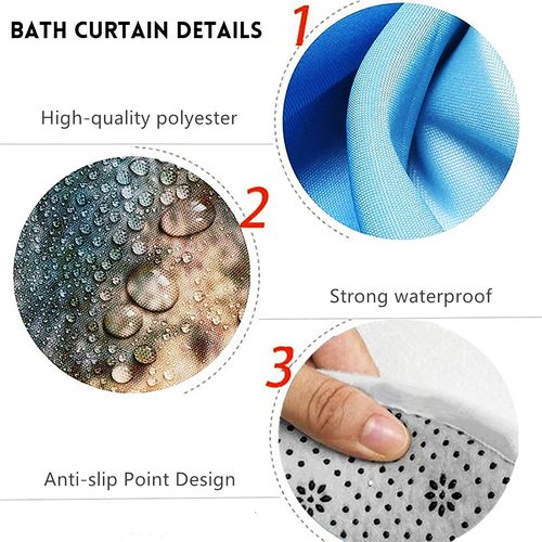 Nkzply 4 Pcs Blue Marble Shower Curtain Set Modern Abstract Bathroom Sets with Shower Curtain and Rugs Gold Fabric Shower Curtains for Bathroom Decor Accessories with Bath Rugs Toilet Lid Cover Hooks