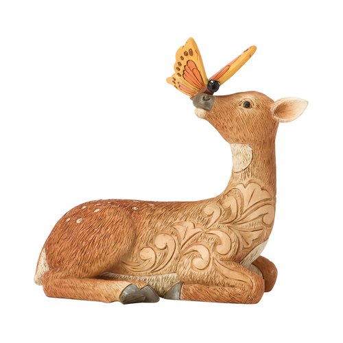 Enesco Jim Shore Heartwood Creek Deer with Butterfly on Nose Miniature Figurine, 3.54 Inch, Multicolor