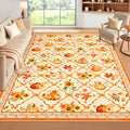 Likiyol Fall Area Rug 3x5 Rugs for Bedroom, Non Slip Washable Rugs for Living Room Soft Faux Cashmere Thanksgiving Pumpkin Bedroom Rug Low Profile Throw Rugs for Dining Room, Kids Room Decor, Beige