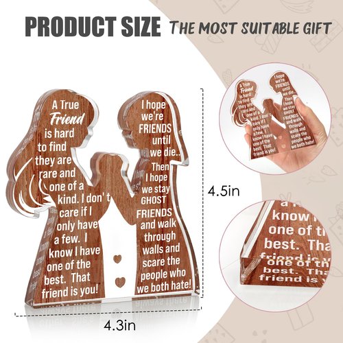 Friend Birthday Gifts for Women Friendship Best Friend Valentines Ideas Soul Sister Female Bestie BFF, Mothers Day Christmas Unique Gifts Friends Forever Inspirational Cheer up Thank You Friend Plaque