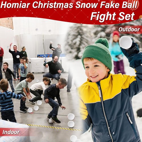 Homiar Snow Fake Balls - 100 PCS Soft Artificial Snow Toy Balls for Indoor & Outdoor Fun