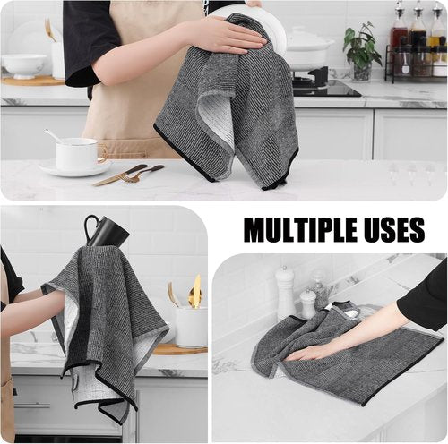 Homaxy Premium Kitchen Towels - Highly Absorbent Cotton Dish Towels (18”x28”, 6 Pack) | Black