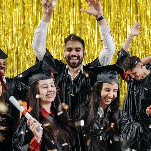Gold Metallic Tinsel Foil Fringe Curtains by [Brand Name] - 20 Pack Photo Booth Backdrop for Parties & Celebrations