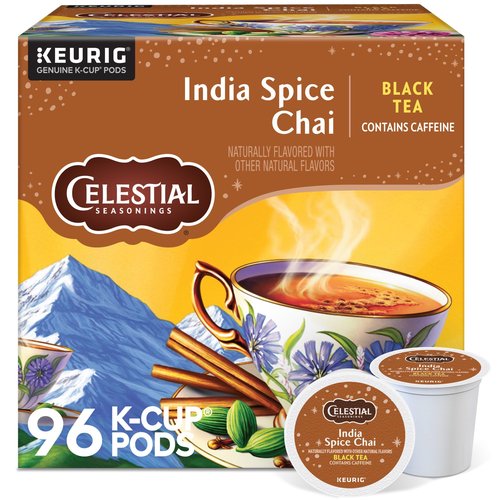 Celestial Seasonings India Spice Chai Black Tea, Single-Serve Keurig K-Cup Pods, 96 Count