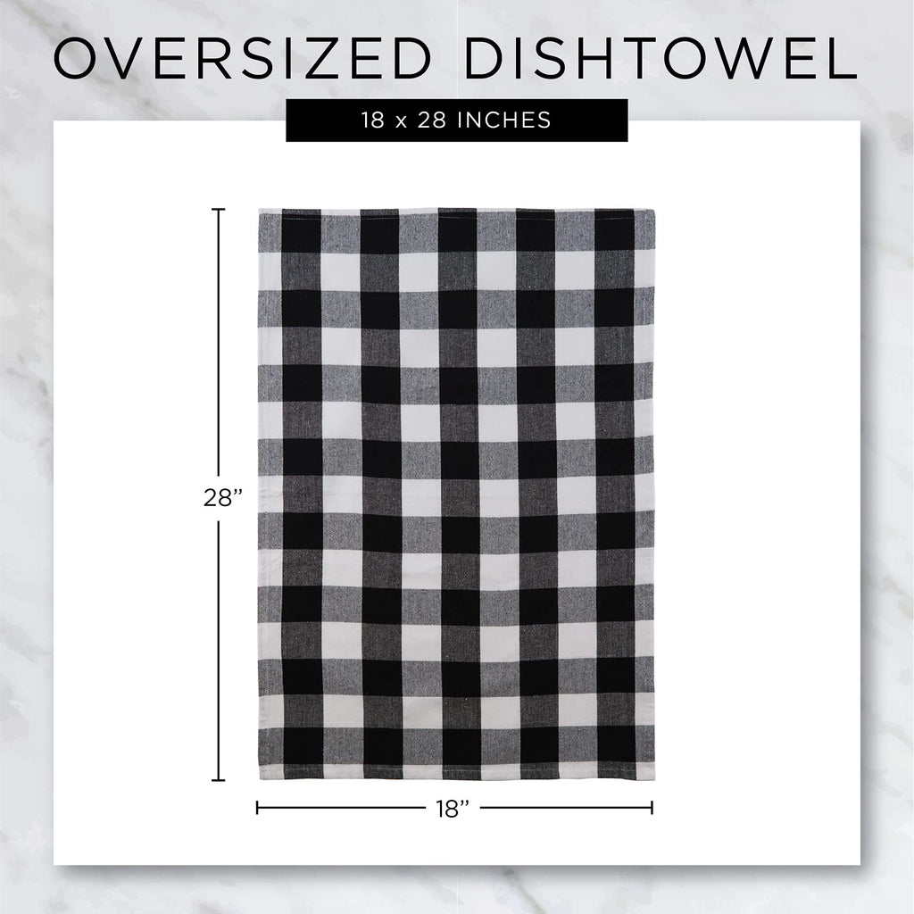 DII Washed Waffle Weave Collection, Dishtowel Set, 18x28, Dusty Blue Check, 2 Piece