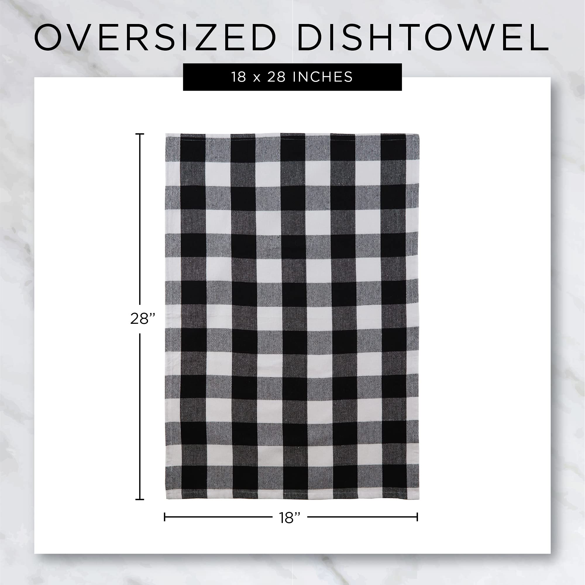 DII Washed Waffle Weave Collection, Dishtowel Set, 18x28, Dusty Blue Check, 2 Piece
