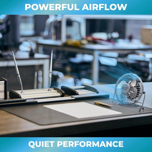 Comfort Zone Mini Desk Fan - High Velocity 4-Inch All-Metal USB Fan with 360° Tilt & Quiet Operation | Perfect for Home, Office & Travel