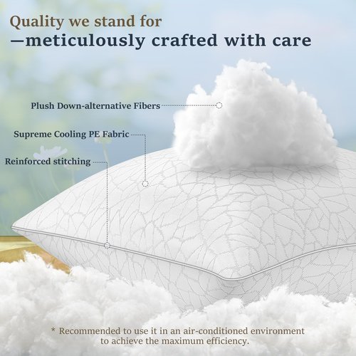COZSINOOR Bed Pillows Queen Size - Breathable Premium Down Alternative Pillows Set of 2 for Side, Back, and Stomach Sleepers Hotel Quality Fluffy Soft Microfiber Fill Skin-Friendly
