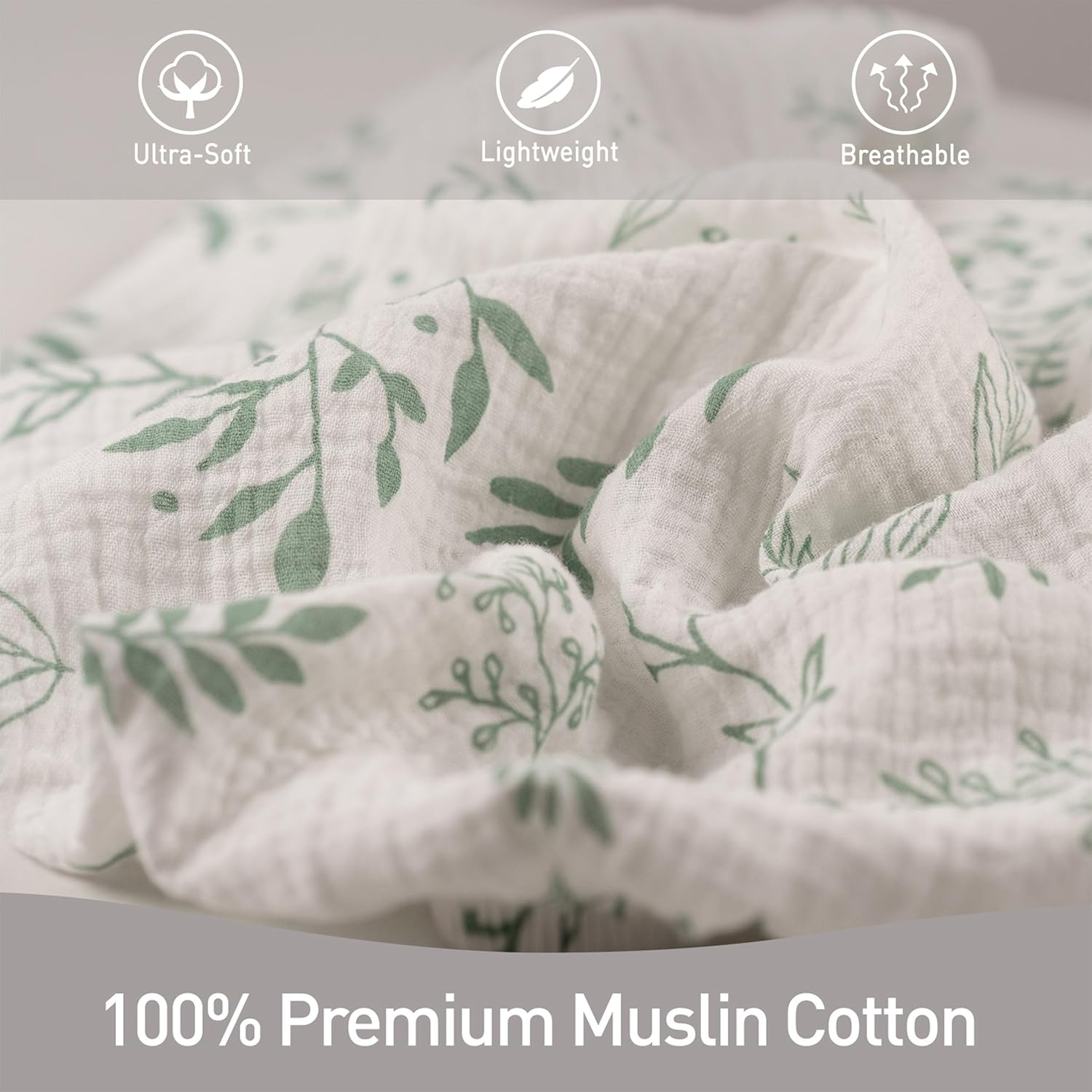 Skiennix Muslin Bassinet Fitted Sheets - Soft Cotton Baby Mattress Sheet Set, 360° Snug Fit, Universal Design (Bright Leaves)