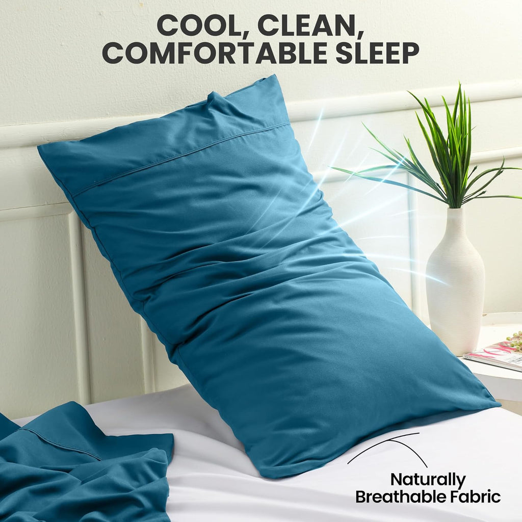 Utopia Bedding Queen Pillow Cases - Soft Brushed Microfiber - 2 Pack, Denim Blue, 20 x 30 Inches