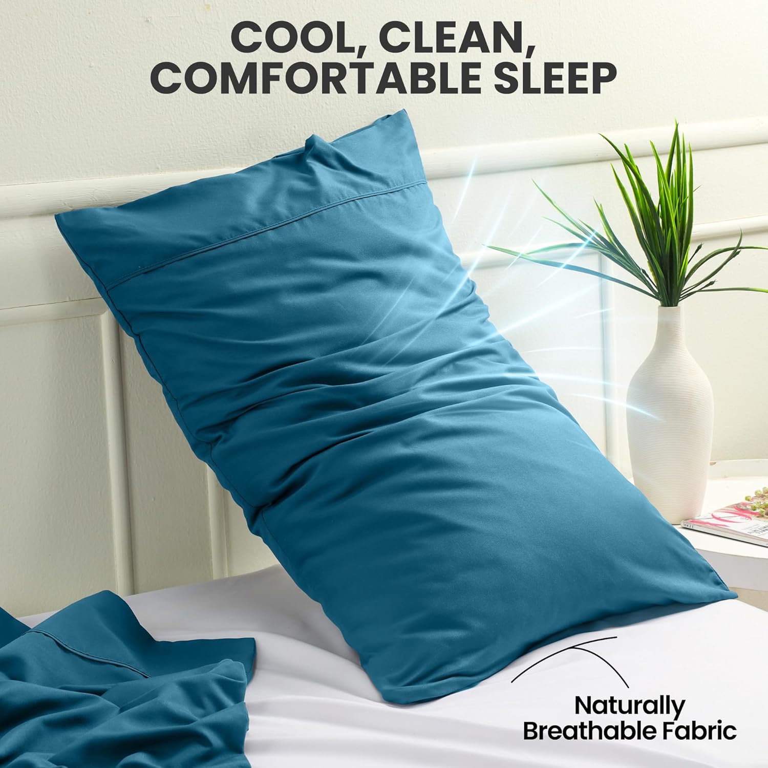 Utopia Bedding Queen Pillow Cases - Soft Brushed Microfiber - 2 Pack, Denim Blue, 20 x 30 Inches