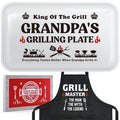 Grandpa Birthday Gifts,Best Grandpa Gifts from Grandkids,Great Papa Grandfather Grandparents Christmas Presents from Granddaughter Grandson,Funny BBQ Grilling Platter with Apron Sets for Fathers Day