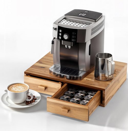 Tinamo Acacia Wood Coffee Pod Storage Box, 30 Pod Capacity, Coffee Pods and Tea Organizer Holder, K Pod Drawer Coffee Maker Machine Stand, for K-Cup Drawer Organizer Under Brewer (Acacia, 2 drawer)