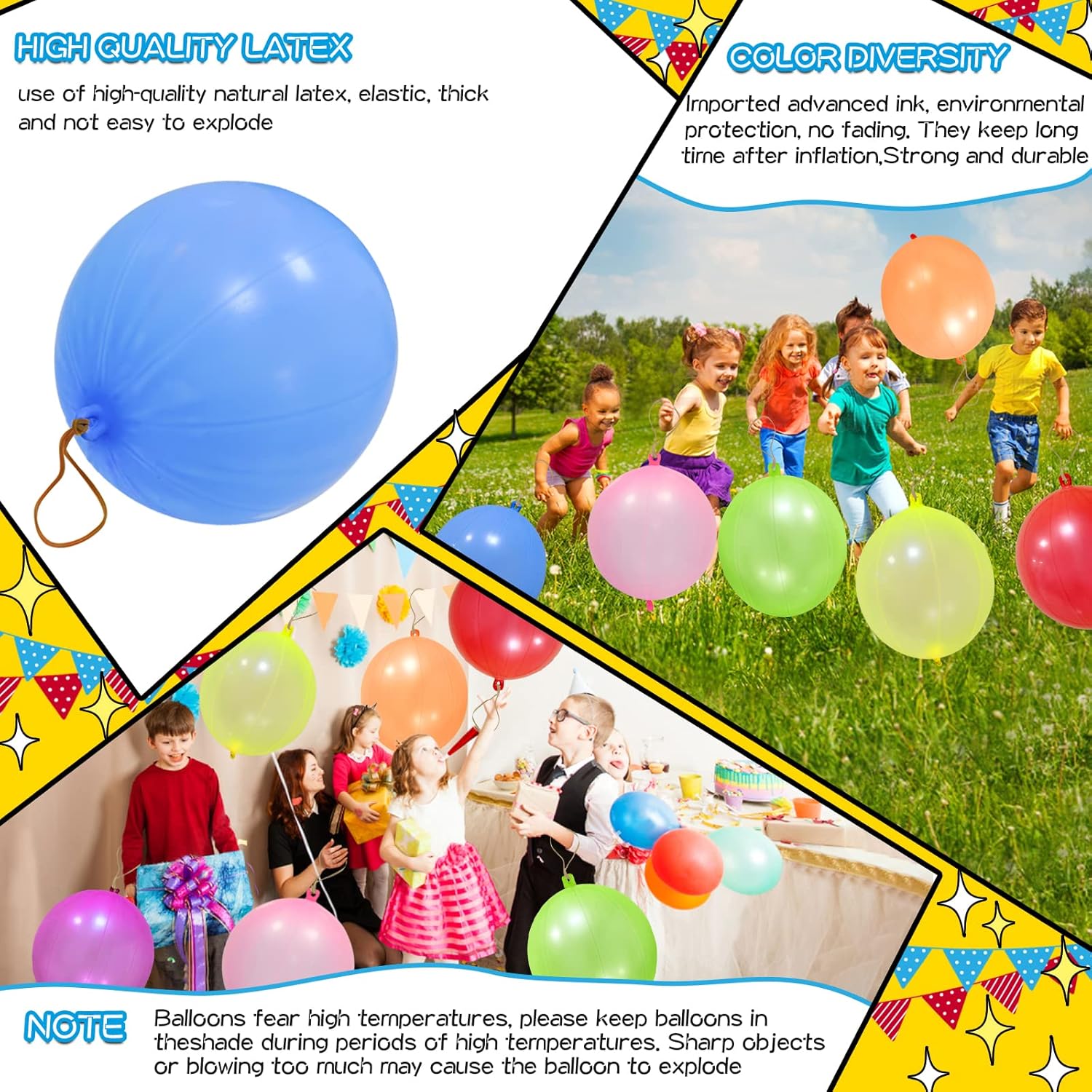 Punch Balloons - 48pcs Neon Punching Balloons for Kids | Fun Party Favors & Carnival Gifts