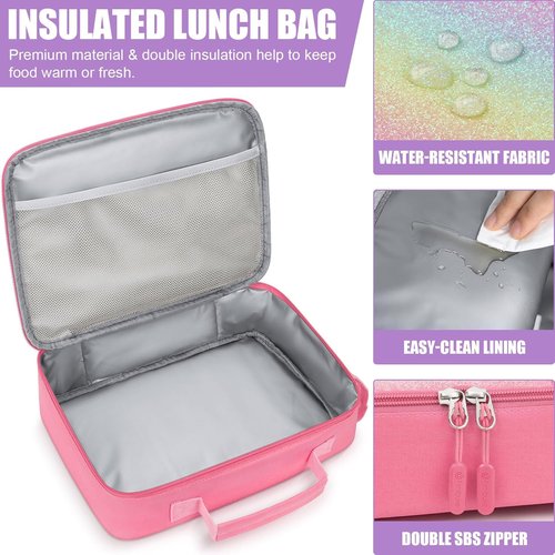 Fimibuke Kids Bento Lunch Box Set - 4 Compartments, Insulated Bag & Stainless Steel Bottle | Perfect Birthday Gift for Ages 3-12