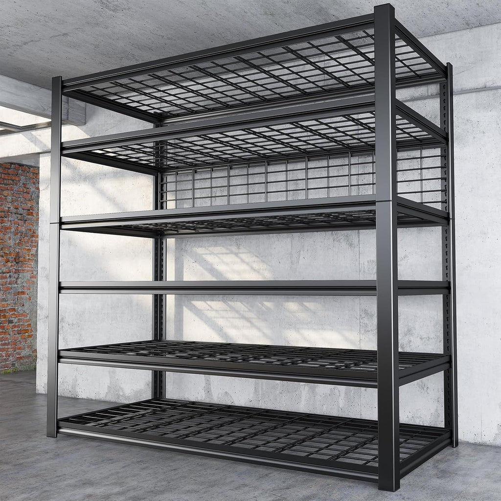 REIBII Heavy-Duty Garage Shelving - 6-Tier Adjustable Metal Storage Shelves, 3500LBS Capacity, 84"H x 48"W x 20"D