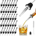 36-Pack Stainless Steel Pour Spouts for Liquor Bottles, Oil, Vinegar, and Wine – Liquor Bottle Pourers with Rubber Dust Caps – Bar Pourers for Bartending