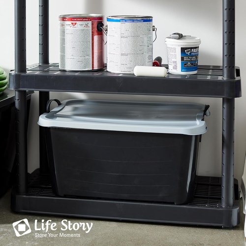 Life Story 55 Quart Heavy Duty Stackable Storage Bins - Versatile Lightweight Organizers | Black/Gray