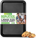 Nutrichef Large Cookie Sheet - Nonstick Gray Silicone Coating | Easy Clean & Durable 17" x 11.5" Oven Pan