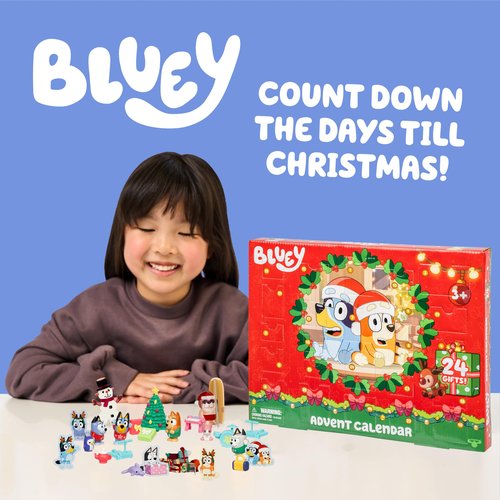 Bluey Mini Figures 2025 Christmas Advent Calendar, 24-Day Christmas Calendar Countdown with Festive Bingo, Muffin, and Socks, Advent Calendars for Ages 3+