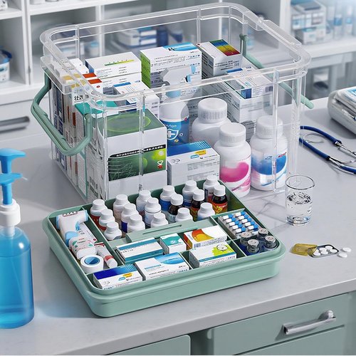NZYNZY15qt Clear Medicine Organizer Storage Box with Tray, Plastic First Aid Box Empty, Medicine Caddy with Lids Handles,Thickened Medicine Container Chest, Multipurpose Medical Case