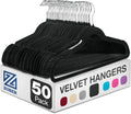 ZOBER Black Velvet Hangers - Non-Slip Clothes Hangers with 360° Swivel | 50 Pack, Holds Up to 10 lbs