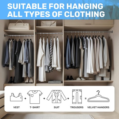 Simple Deluxe Velvet Hangers 50 Pack, Heavy Duty Non-Slip Suit Hangers with Shoulder Notches and 360° Swivel Hooks, Black