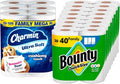 Bounty Quick-Size Paper Towels - White, 16 Family Rolls | Charmin Ultra Soft Toilet Paper, 18 Mega XL Rolls