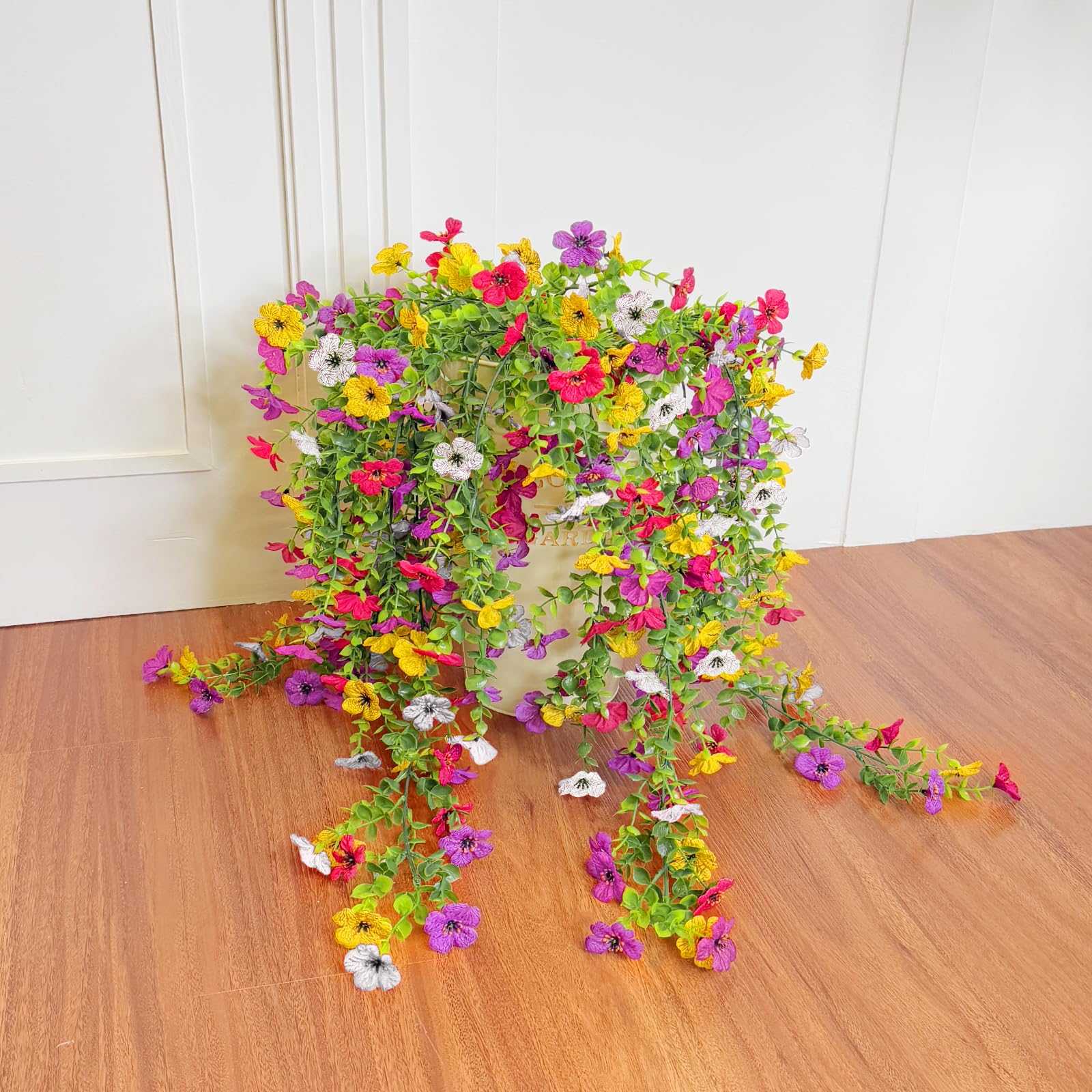 TURNMEON 4 Pcs Artificial Flowers for Outdoors Spring Summer Decor, UV Resistant No Fade Fake Hanging Flowers Plants Faux Plastic Realistic Silk Flower for Gardens Porch Planter Patio Yard Home Indoor