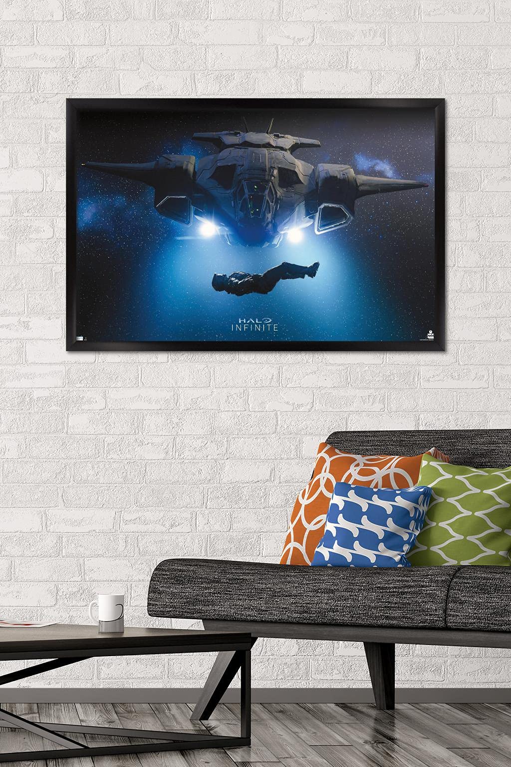 Halo Infinite - Master Chief in Space Wall Poster, 34L" x 22.4W", Black Framed Version