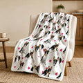BlessLiving Rat Terrier White Throw Blanket with Dense Black Dog Patterns Sherpa Fleece Blanket Couch Bed, Soft Cozy Warm Pet Blankets for Puppy Lovers Pink Heart Cute Animal Print Gift 50x60 Inches