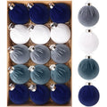EverMerry 15 PCS Velvet Christmas Ornaments, 3.14’’ Christmas Ball Ornaments Set, Hanging Balls Decorations for Xmas Tree, Wreath, Garland, Home Decor (Blue and White)