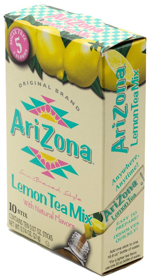 Arizona Lemon Iced Tea Stix Sugar Free, 10Countper Box (Pack of 6), Low Calorie Single Serving Drink Powder Packets, Just Add Water for a Deliciously Refreshing Iced Tea Beverage