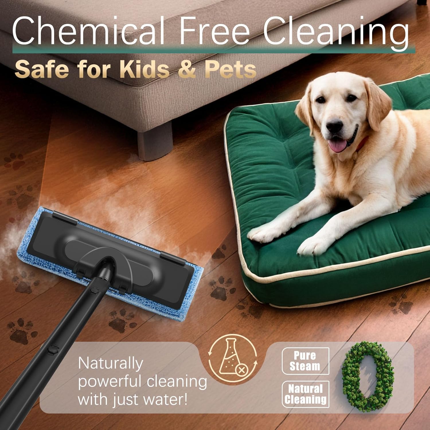 Skiennix Steam Cleaner - 1800W Powerful Multipurpose Mop with 28 Accessories & 1.5L Tank | Chemical-Free Floor Cleaning